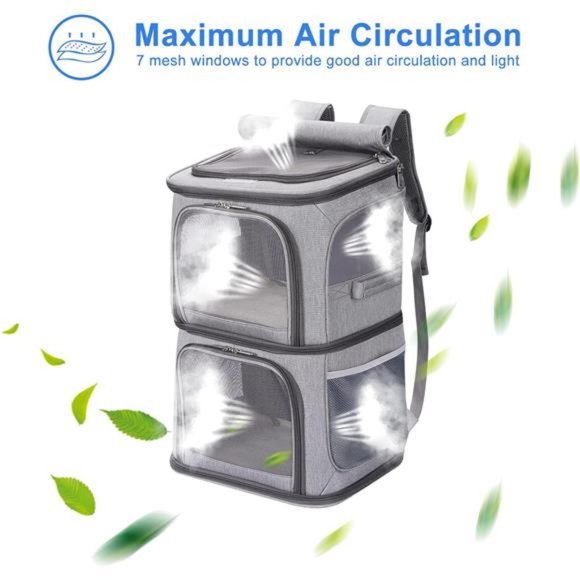 2-in-1 Double Pet Carrier Backpack for Small Cats and Dogs, Portable Pet Travel - Picture 4 of 8